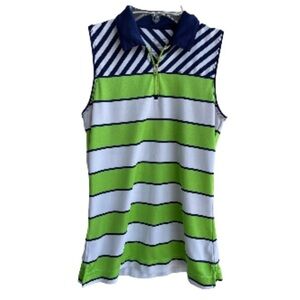 SLAZENGER Women's XSmall Golf 1/4 Zip Sleeveless Golf Polo Shirt Green Blue
